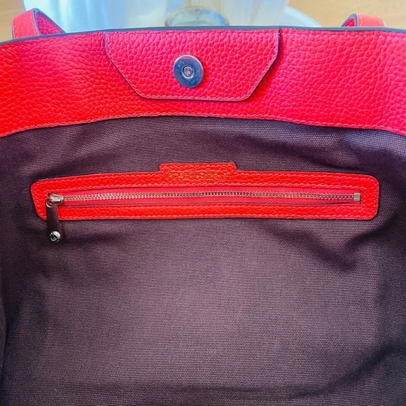 Henri BENDEL Orange Coral Leather Noho Novelty Gusset Large Braided Work Bag - Picture 11 of 16